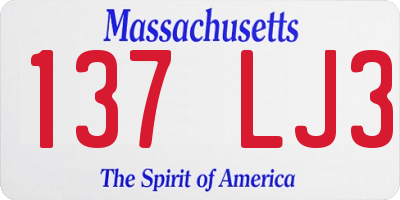 MA license plate 137LJ3