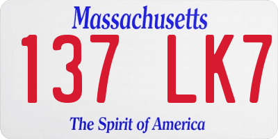 MA license plate 137LK7
