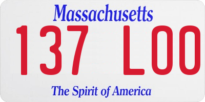 MA license plate 137LO0