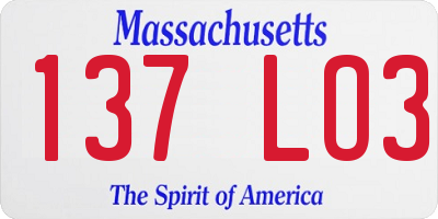 MA license plate 137LO3