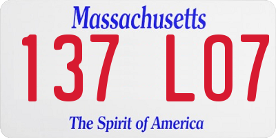 MA license plate 137LO7