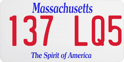 MA license plate 137LQ5