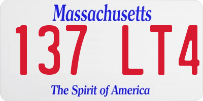 MA license plate 137LT4