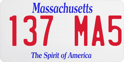 MA license plate 137MA5