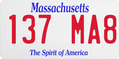 MA license plate 137MA8