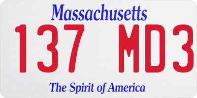 MA license plate 137MD3