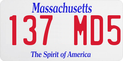 MA license plate 137MD5