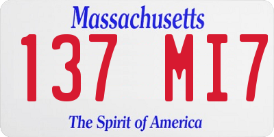 MA license plate 137MI7