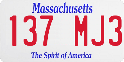 MA license plate 137MJ3
