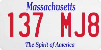 MA license plate 137MJ8