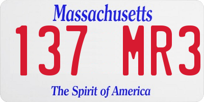 MA license plate 137MR3