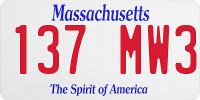 MA license plate 137MW3