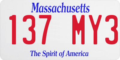 MA license plate 137MY3