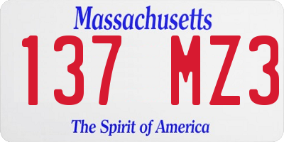 MA license plate 137MZ3