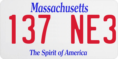 MA license plate 137NE3