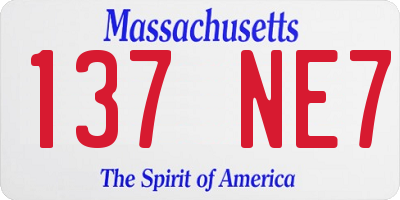 MA license plate 137NE7