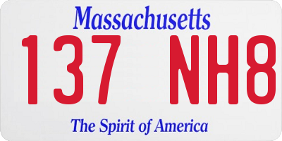 MA license plate 137NH8