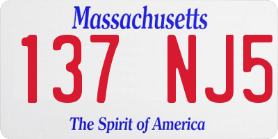 MA license plate 137NJ5