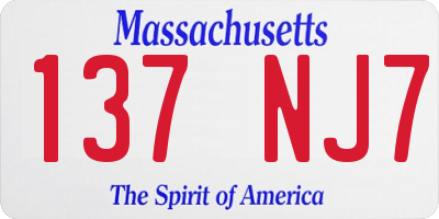 MA license plate 137NJ7