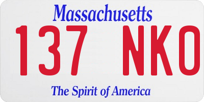 MA license plate 137NK0