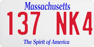 MA license plate 137NK4