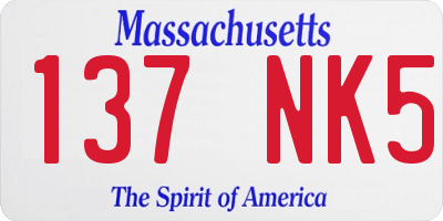 MA license plate 137NK5
