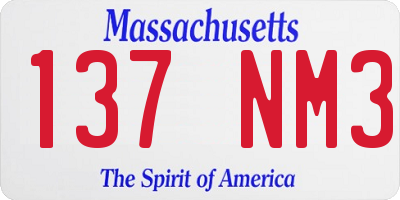 MA license plate 137NM3
