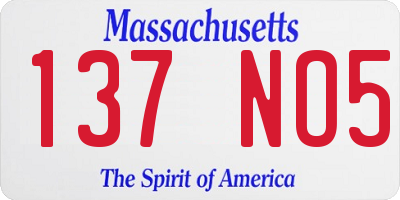 MA license plate 137NO5