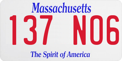 MA license plate 137NO6