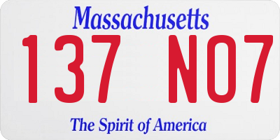 MA license plate 137NO7