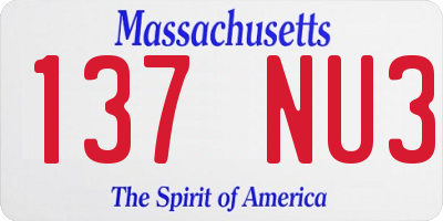 MA license plate 137NU3