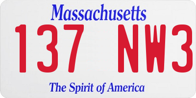 MA license plate 137NW3
