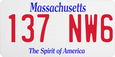 MA license plate 137NW6