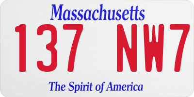 MA license plate 137NW7