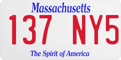 MA license plate 137NY5