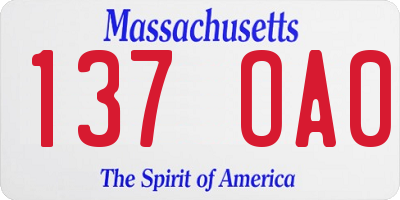 MA license plate 137OA0