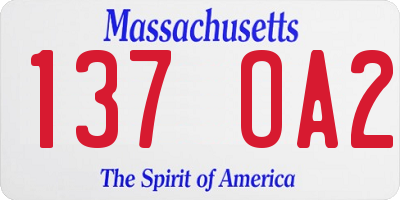 MA license plate 137OA2