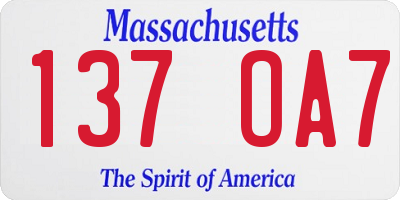 MA license plate 137OA7