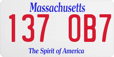 MA license plate 137OB7