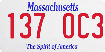 MA license plate 137OC3