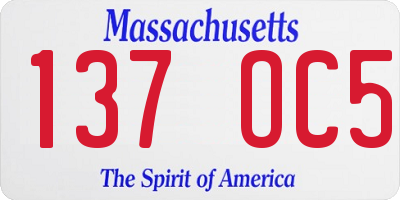 MA license plate 137OC5
