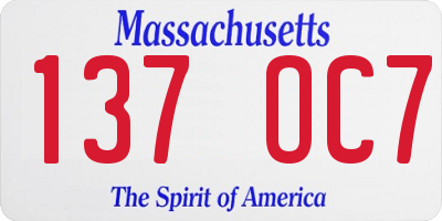 MA license plate 137OC7