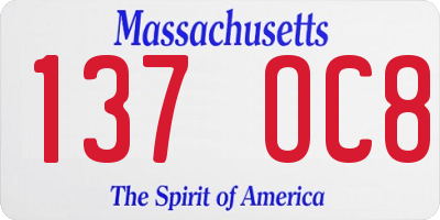 MA license plate 137OC8