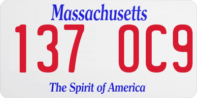 MA license plate 137OC9
