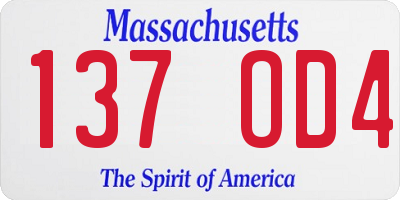 MA license plate 137OD4