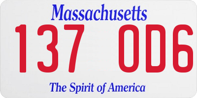 MA license plate 137OD6