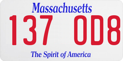 MA license plate 137OD8