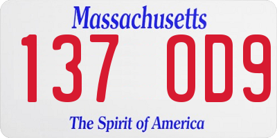 MA license plate 137OD9