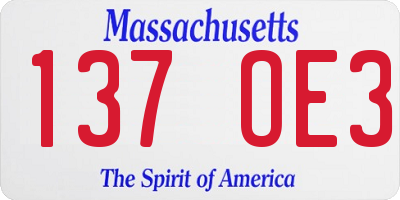 MA license plate 137OE3