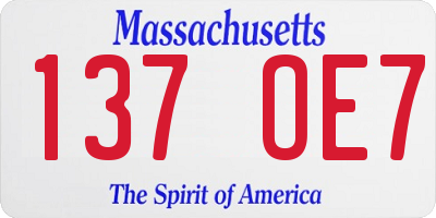 MA license plate 137OE7